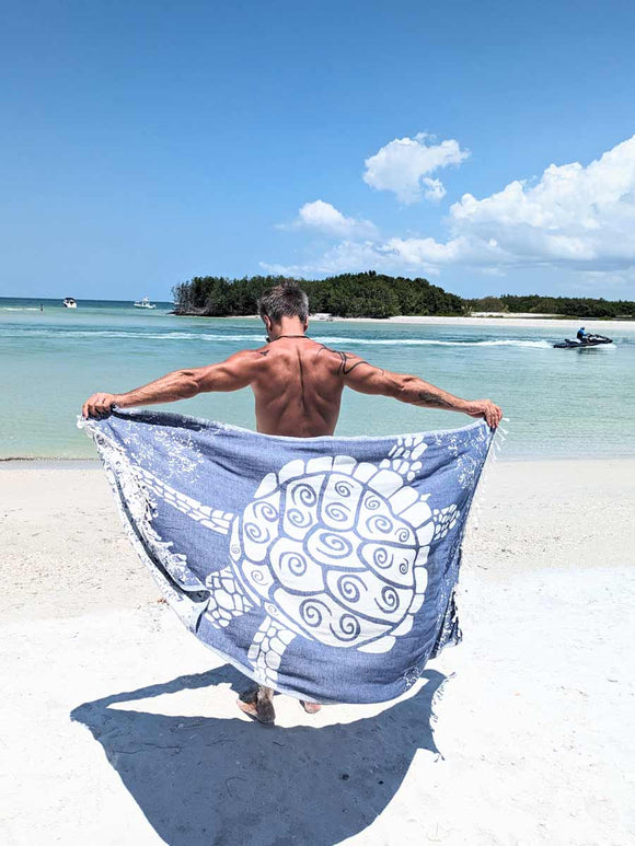 Galapagos Turtle Turkish Towel - Bleue - Sun Drunk