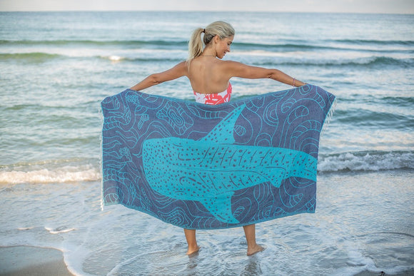 Whale Shark Turkish Towel - Turquoise - Sun Drunk